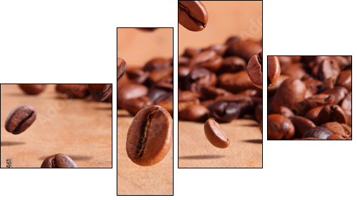 fallende Kaffeebohnen  - Obraz czteroczęściowy, Fortyk