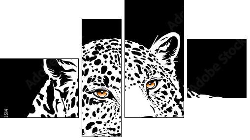 leopard with gold eyes  - Obraz czteroczęściowy, Fortyk