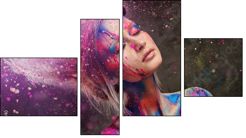 Young woman muse with creative body art and hairdo  - Obraz czteroczęściowy, Fortyk
