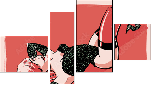 Burlesque Pin-up Character Illustration  - Obraz czteroczęściowy, Fortyk