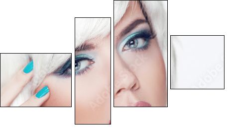 Blond girl. Jewelry. Makeup. Fashion Beauty Woman Portrait with  - Obraz czteroczęściowy, Fortyk