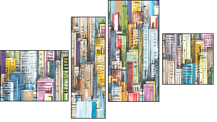 Cityscape. Hand drawn vector  - Obraz czteroczęściowy, Fortyk