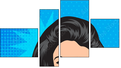 cute retro woman in comics style  - Obraz czteroczęściowy, Fortyk