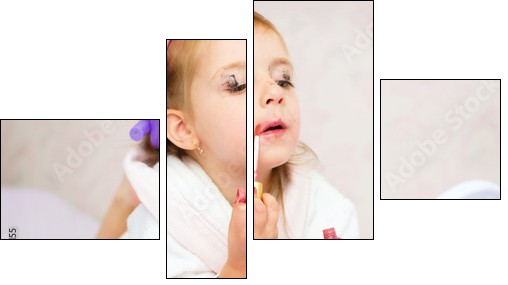 kid painting lips  - Obraz czteroczęściowy, Fortyk