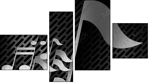 Music Note Background - Metal Grid  - Obraz czteroczęściowy, Fortyk