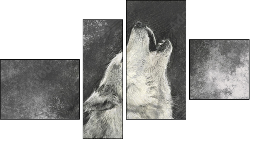 Tańczący z wilkami, wyjący do księżyca  - Obraz czteroczęściowy, Fortyk
