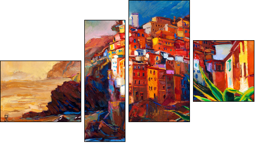 Cinque Terre coast  - Obraz czteroczęściowy, Fortyk