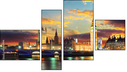 Houses of parliament - Big ben, London, UK  - Obraz czteroczęściowy, Fortyk