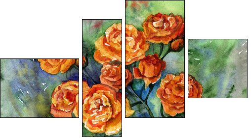 red rose  - Obraz czteroczęściowy, Fortyk
