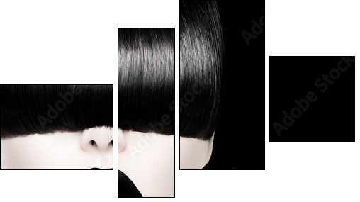 High Fashion Black and White Model Girl Portrait  - Obraz czteroczęściowy, Fortyk