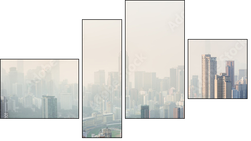 Air pollution hangs over Hong Kong Island  - Obraz czteroczęściowy, Fortyk
