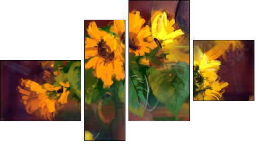 Sunflowers  - Obraz czteroczęściowy, Fortyk