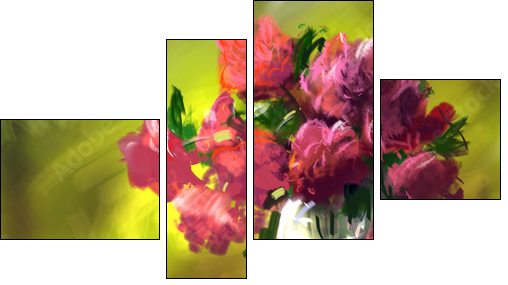 Flowers peonies  - Obraz czteroczęściowy, Fortyk