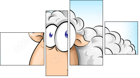 sheep cartoon on  background  - Obraz czteroczęściowy, Fortyk
