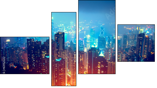 Hong Kong Night View  - Obraz czteroczęściowy, Fortyk
