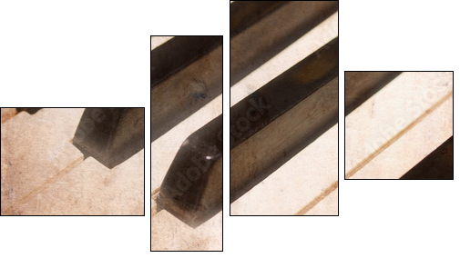 aged paper with black and white piano keys  - Obraz czteroczęściowy, Fortyk