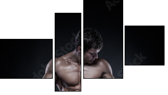 Strong Athletic Man Fitness Model Torso showing big muscles  - Obraz czteroczęściowy, Fortyk