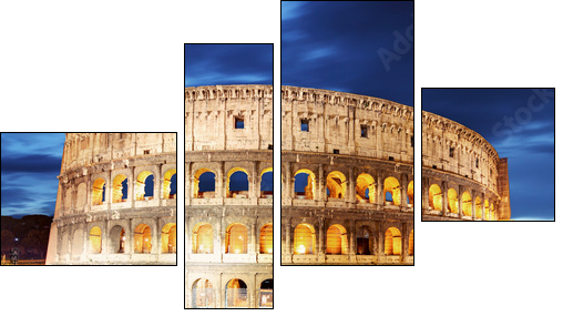 Colosseum at dusk in Rome, Italy  - Obraz czteroczęściowy, Fortyk