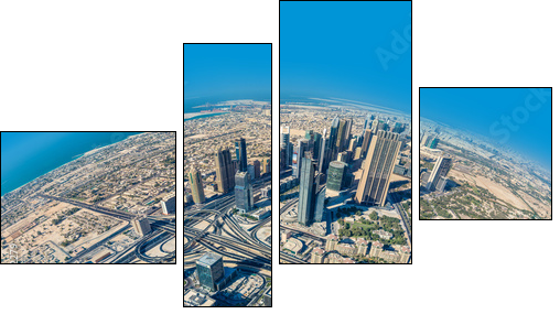 Dubai downtown. East, United Arab Emirates architecture. Aerial  - Obraz czteroczęściowy, Fortyk