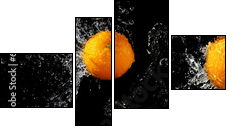 Set of fresh oranges in water splash  - Obraz czteroczęściowy, Fortyk