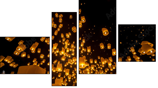 Loi Krathong and Yi Peng Festival, Chiangmai, Thailand  - Obraz czteroczęściowy, Fortyk