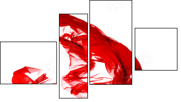 Woman dancing in red dress, fashion model waving dance  - Obraz czteroczęściowy, Fortyk
