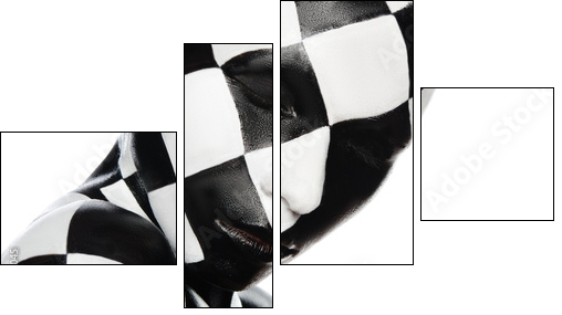 Portrait of woman in a checkerboard  - Obraz czteroczęściowy, Fortyk