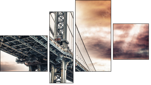 Dusk colors of the sky over magnificent Manhattan Bridge - Obraz czteroczęściowy, Fortyk