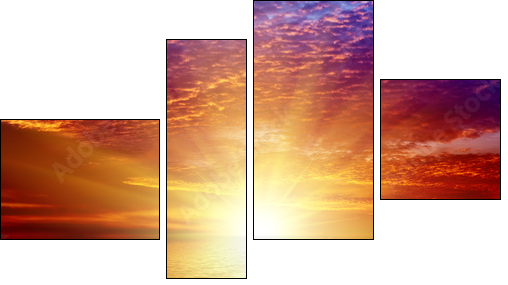 Sunset on sea  - Obraz czteroczęściowy, Fortyk