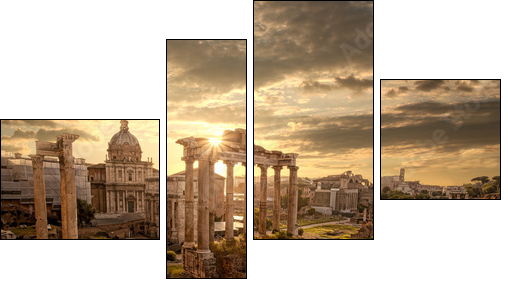 Famous Roman ruins in Rome, Capital city of Italy  - Obraz czteroczęściowy, Fortyk