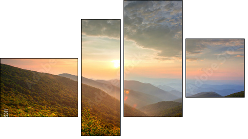 Sunset in the mountains  - Obraz czteroczęściowy, Fortyk