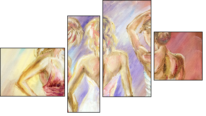 Beautiful women at the ball. Oil painting.  - Obraz czteroczęściowy, Fortyk