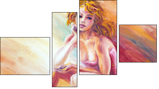 Beautiful resting danscer. Oil painting.  - Obraz czteroczęściowy, Fortyk