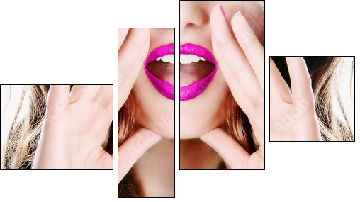 Attractive young sexy woman lady model girl telling a secret  - Obraz czteroczęściowy, Fortyk