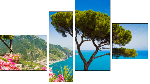 Postcard view of Amalfi Coast, Ravello, Campania, Italy  - Obraz czteroczęściowy, Fortyk