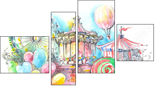 carousels  - Obraz czteroczęściowy, Fortyk