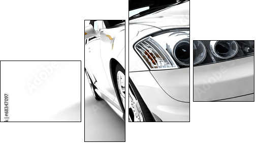 White car  - Obraz czteroczęściowy, Fortyk