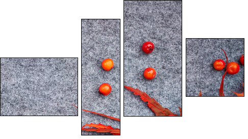 Autumn background . Rowan and leaves  - Obraz czteroczęściowy, Fortyk