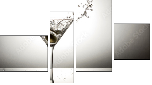 Olive splashing on martini  - Obraz czteroczęściowy, Fortyk