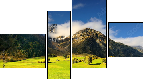 Szwajcarskie Alpy, z widokiem na stok  - Obraz czteroczęściowy, Fortyk