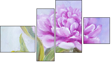 Peony in vase, oil painting on canvas  - Obraz czteroczęściowy, Fortyk