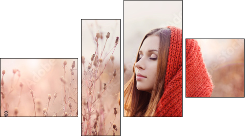 Autumn girl  - Obraz czteroczęściowy, Fortyk