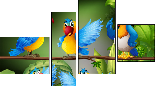 Parrots  - Obraz czteroczęściowy, Fortyk