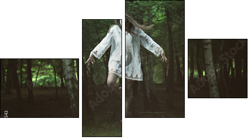 Scary girl with dark power  - Obraz czteroczęściowy, Fortyk