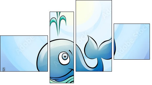 whale smims in the sea  - Obraz czteroczęściowy, Fortyk