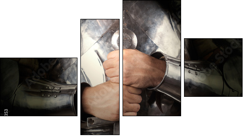 knight wearing armor and holding two-handed sword  - Obraz czteroczęściowy, Fortyk