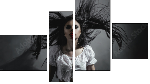 Gothic brunette woman  - Obraz czteroczęściowy, Fortyk