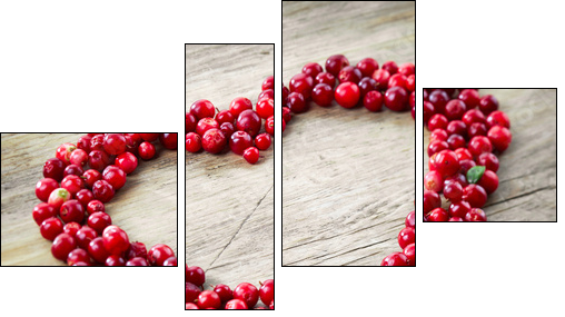 heart shape of fresh berries  - Obraz czteroczęściowy, Fortyk