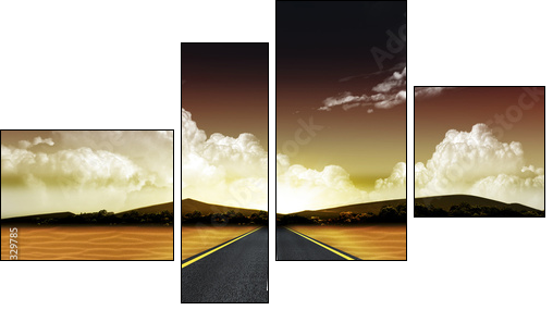 Night View Road  - Obraz czteroczęściowy, Fortyk
