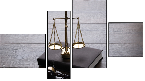Judge gavel and scales  - Obraz czteroczęściowy, Fortyk